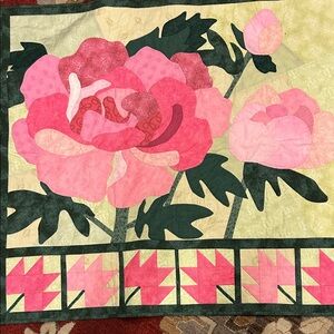Floral Quilt with Pink Peonies